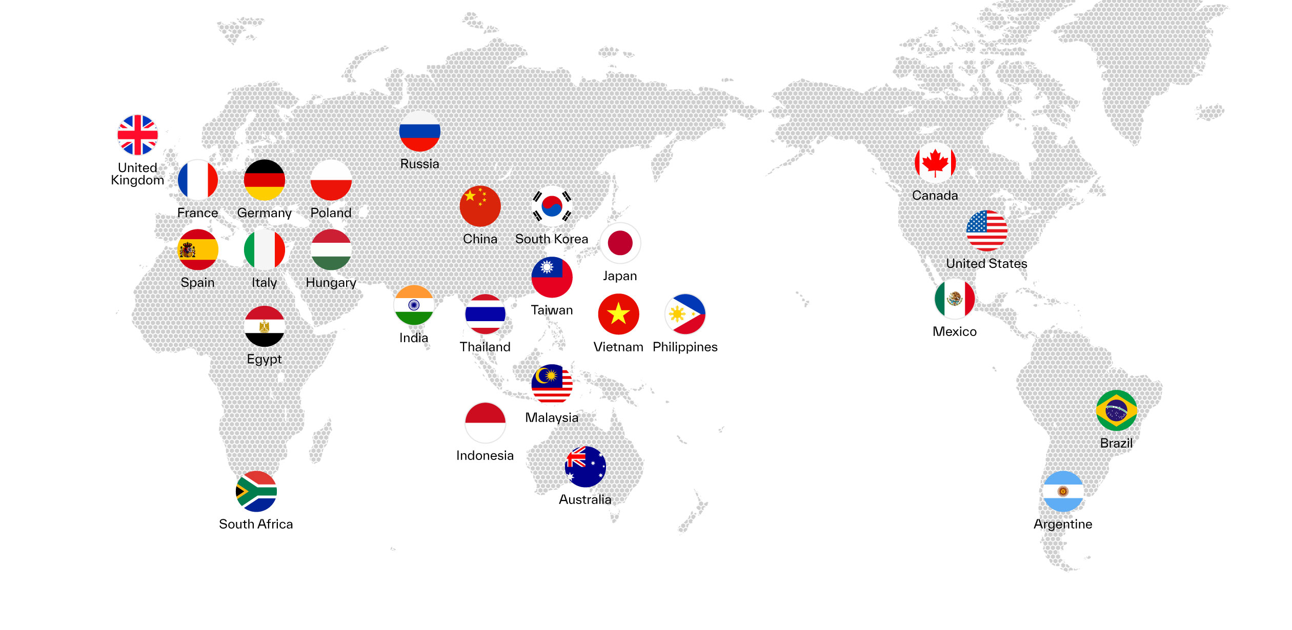 Map for Product deliveries around the world